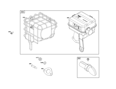 Exhaust Group Diagram and Parts List for 12V337-0144-F1 100000 - 19Z999 Briggs and Stratton Engine